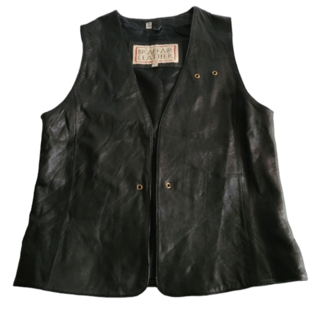 Braefair Black Leather Vest Womens Size 6